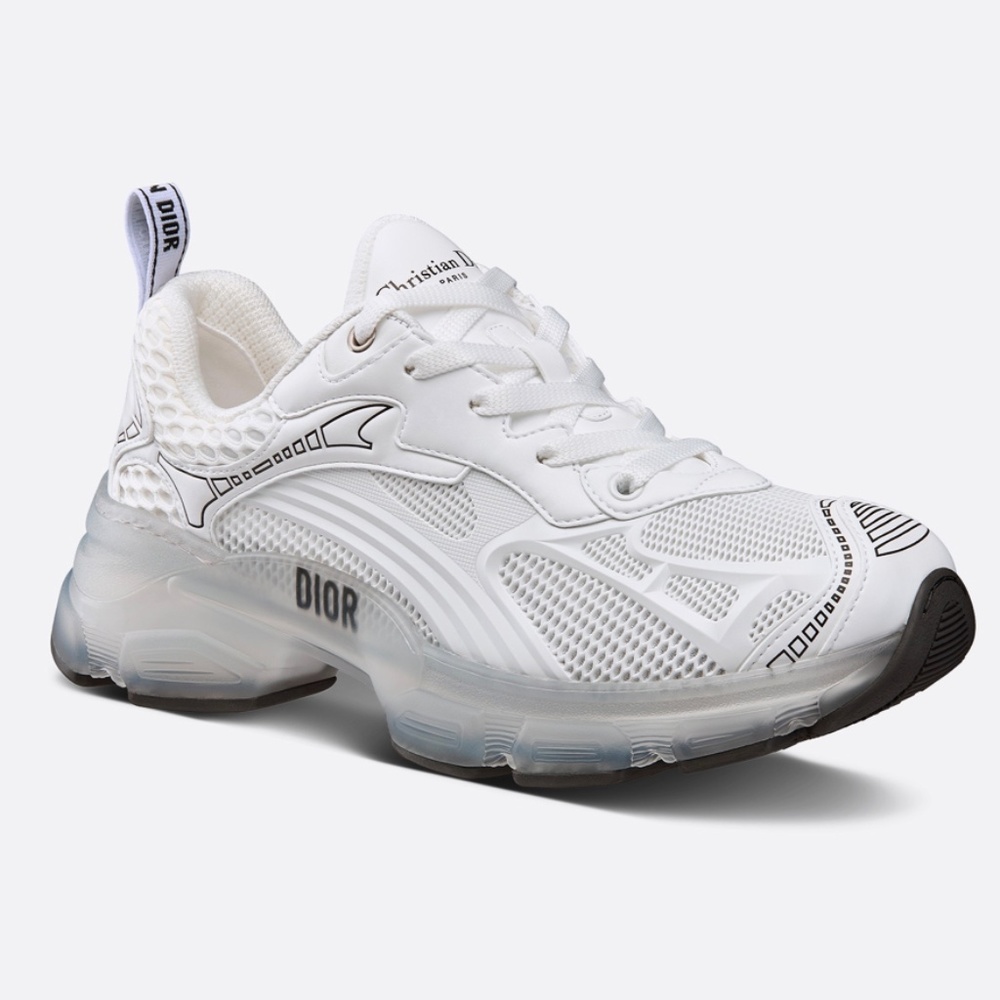 Dior vibes sneaker. The classic running shoe. Size 8.5 White with silver detail.